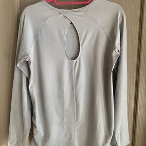 Shambhala Light Grey Ruched Back Keyhole Top | L | Athleisure Essential